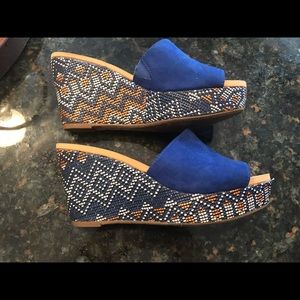 Platform Wedge Sandal in Cobalt Blue Suede 👠